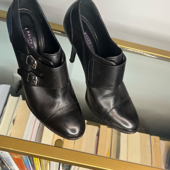 LN Ralph Lauren Black Label Collection Black Ankle Boot Stilettos with Buckles - Picture 4 of 15
